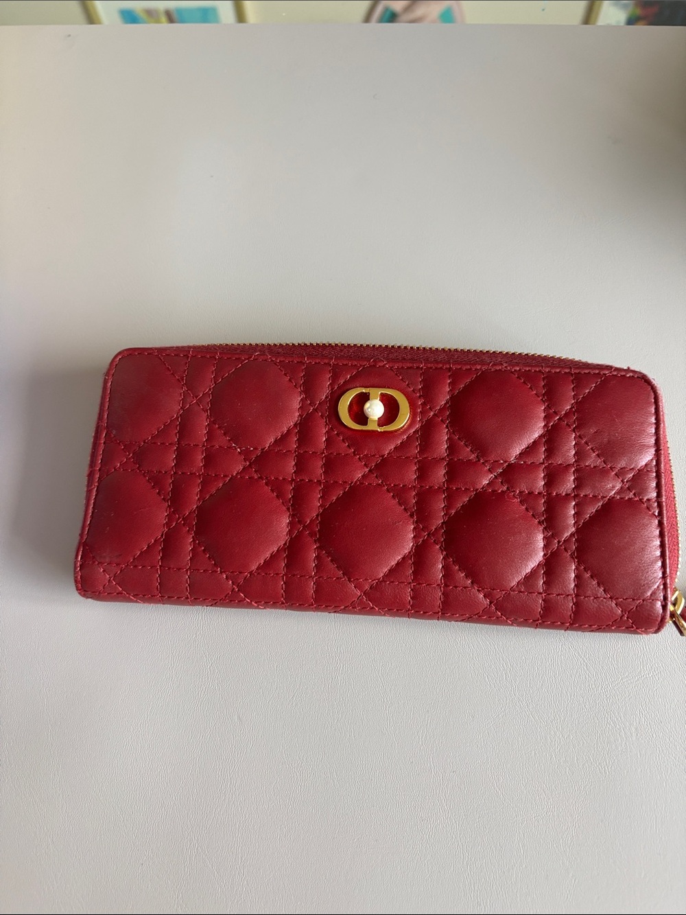 Dior Quilted Leather Wallet with Gold Accent
